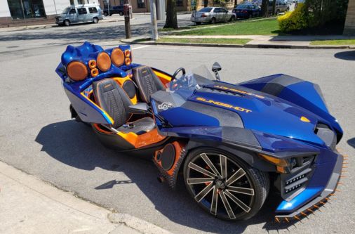 Slingshot vehicle at Frame Auto Collision shop in Long Island NY